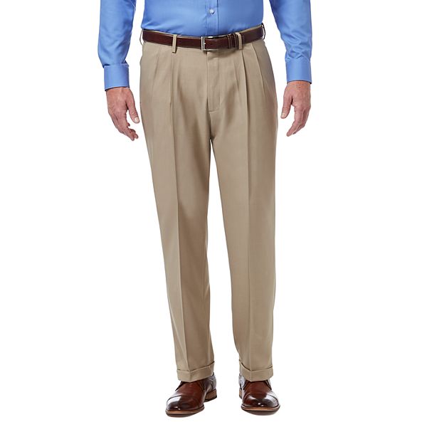 Haggar Mens Premium Comfort Classic Fit Flat Front Expandable Waist Pant