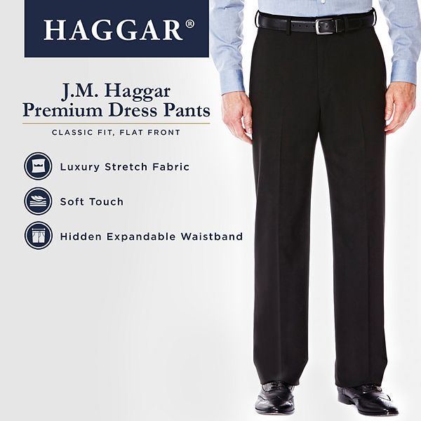 Men’s J.M. Haggar 4-way Stretch Classic-Fit Expandable-Waist Flat-Front ...