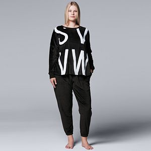 Plus Size Simply Vera Vera Wang 10th Anniversary Plush Jogger Set