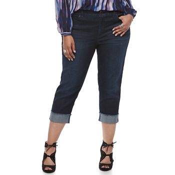 Jennifer Lopez Womens Black Capri Jeans Mid Rise 5 Pockets Plus Size 26w  for sale online