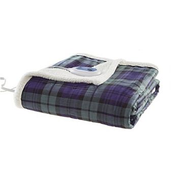 Woolrich Brewster Oversized Faux Mink & Berber Fleece Electric Heated Throw Blanket