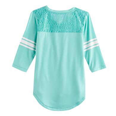 Girls 7-16 SO® 3/4-Sleeve Lace Sporty Tee