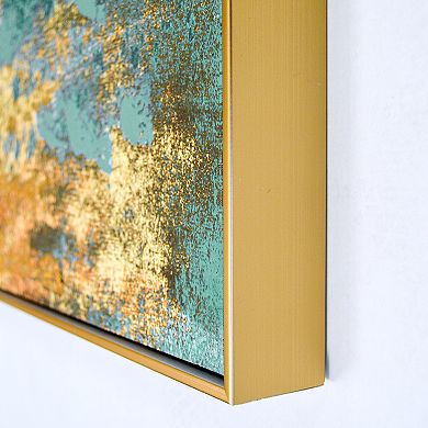 New View Abstract Metallic Framed Canvas Wall Art 