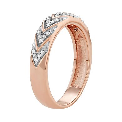 Jewelexcess Sterling Silver 1/10 Carat T.W. Diamond Chevron Ring
