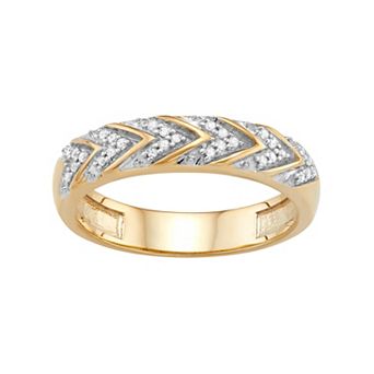 Jewelexcess Sterling Silver 1/10 Carat T.W. Diamond Chevron Ring