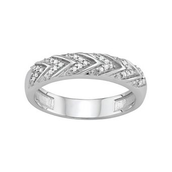 Jewelexcess Sterling Silver 1/10 Carat T.W. Diamond Chevron Ring