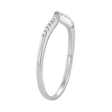 Jewelexcess Sterling Silver Diamond Accent V Ring