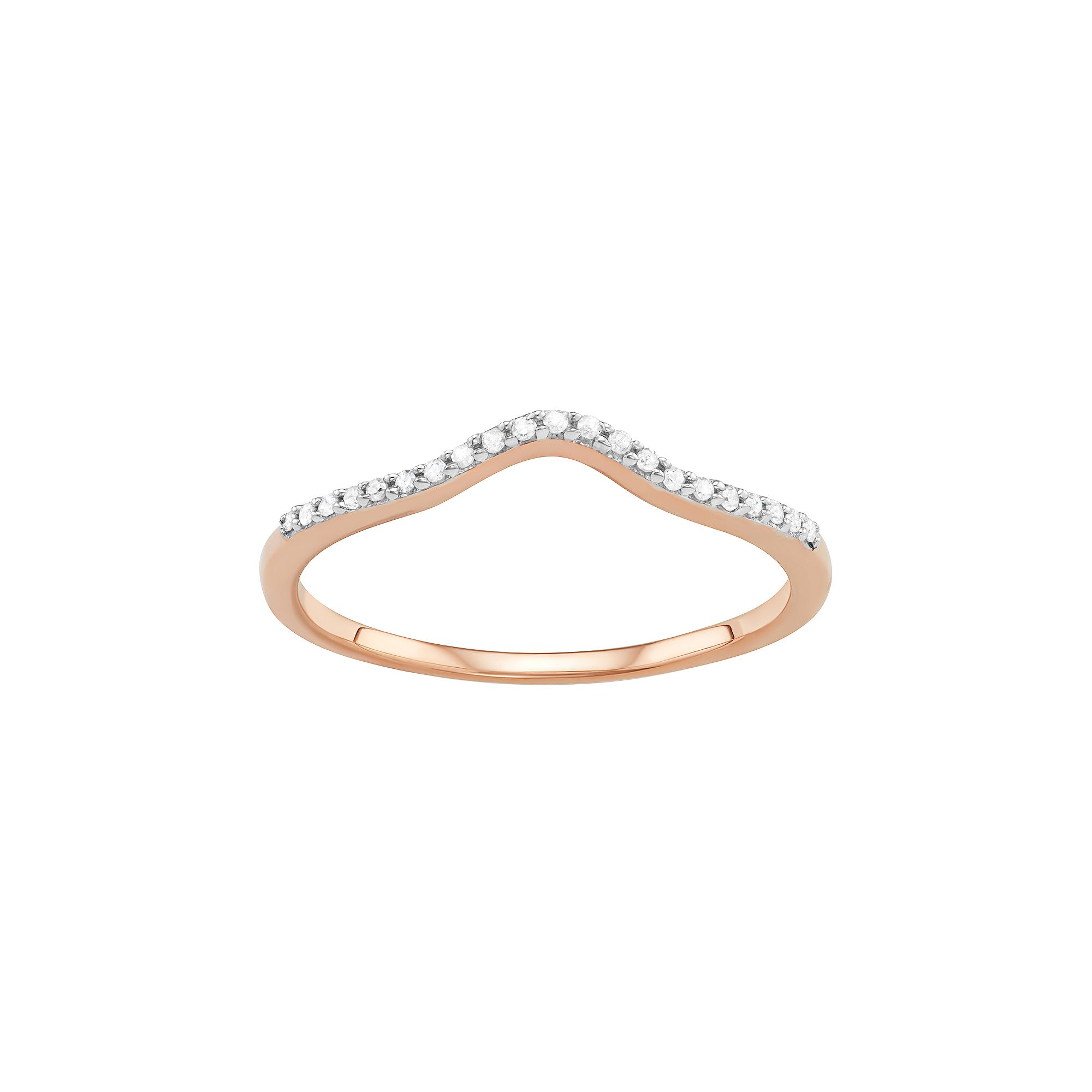Jewelexcess Sterling Silver Diamond Accent V Ring, Womens, Size: 6, Rose G