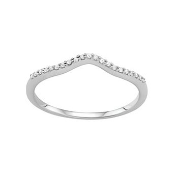 Jewelexcess Sterling Silver Diamond Accent V Ring