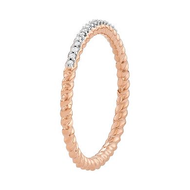 Jewelexcess Sterling Silver Diamond Accent Rope Ring