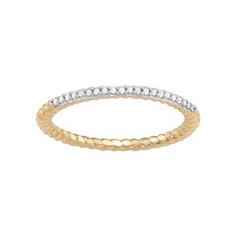 Jewelexcess Sterling Silver Diamond Accent Rope Ring
