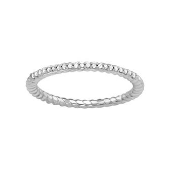 Jewelexcess Sterling Silver Diamond Accent Rope Ring