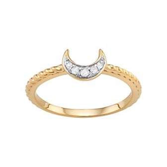 Jewelexcess Sterling Silver Diamond Accent Half Moon Ring