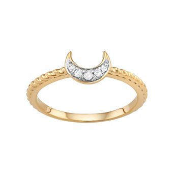 Jewelexcess Sterling Silver Diamond Accent Half Moon Ring