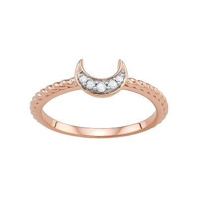 Jewelexcess Sterling Silver Diamond Accent Half Moon Ring