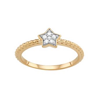 Jewelexcess Sterling Silver Diamond Accent Star Ring