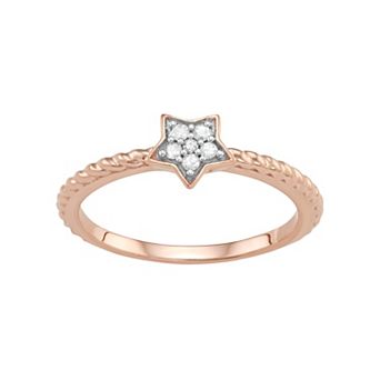 Jewelexcess Sterling Silver Diamond Accent Star Ring