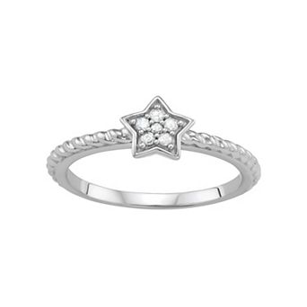 Jewelexcess Sterling Silver Diamond Accent Star Ring