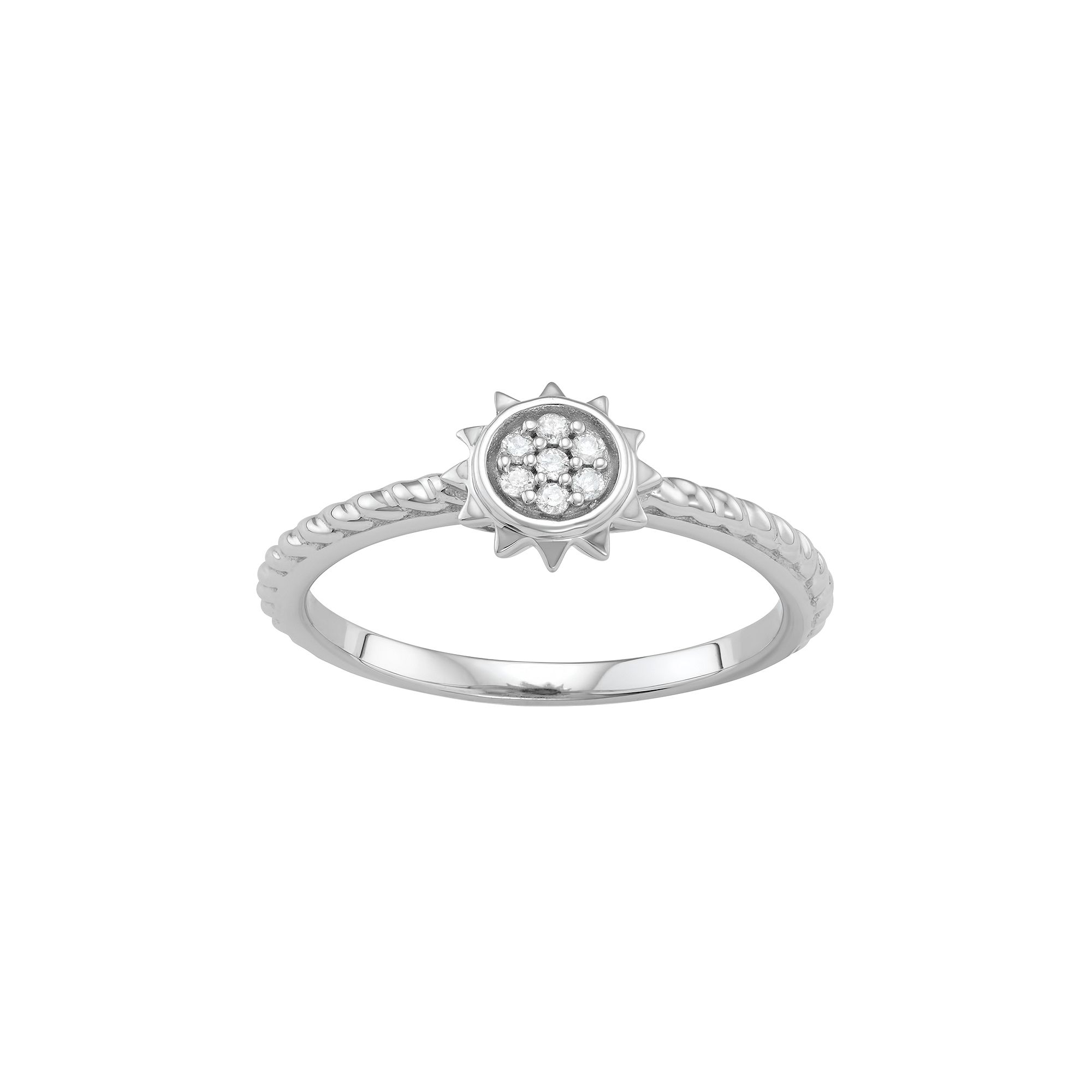 Jewelexcess Sterling Silver Diamond Accent Sun Ring, Womens, Size: 6, Silv