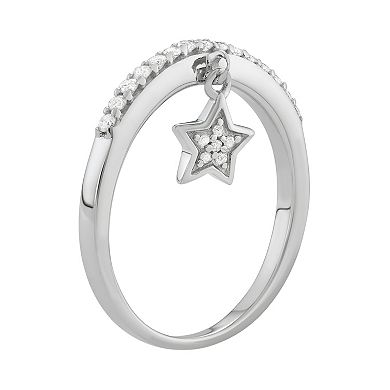 Jewelexcess Sterling Silver 1/5 Carat T.W. Diamond Star Charm Ring