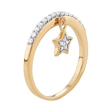 Jewelexcess Sterling Silver 1/5 Carat T.W. Diamond Star Charm Ring