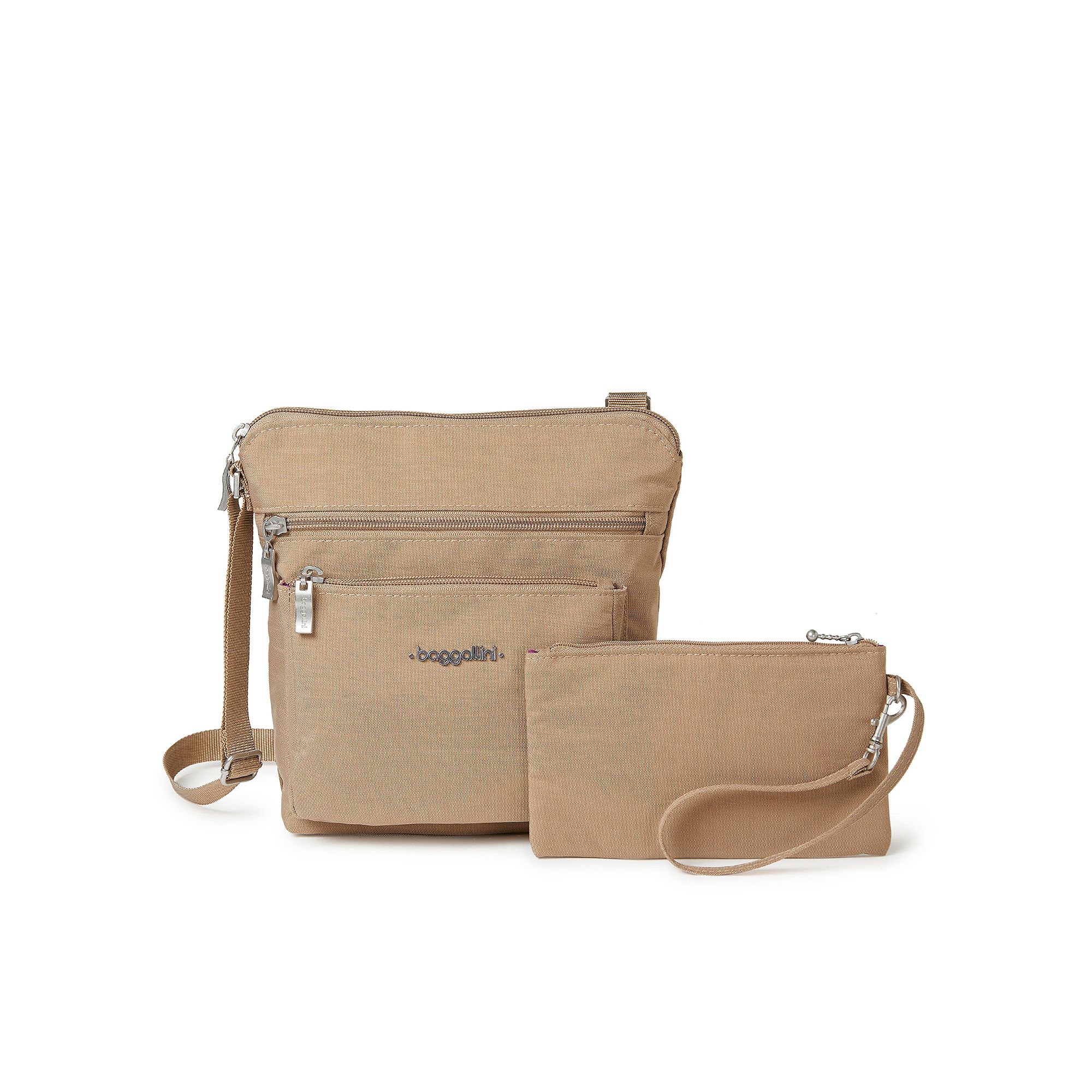 Baggallini Pocket Crossbody Bag with RFID-Blocking Wristlet, Beach
