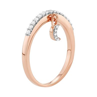 Jewelexcess Sterling Silver 1/5 Carat T.W. Diamond Dangling Half Moon Ring
