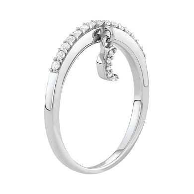 Jewelexcess Sterling Silver 1/5 Carat T.W. Diamond Dangling Half Moon Ring