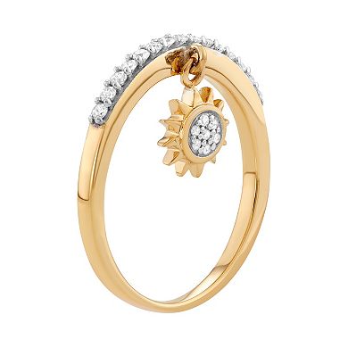 Jewelexcess Sterling Silver 1/5 Carat T.W. Diamond Sun Charm Ring