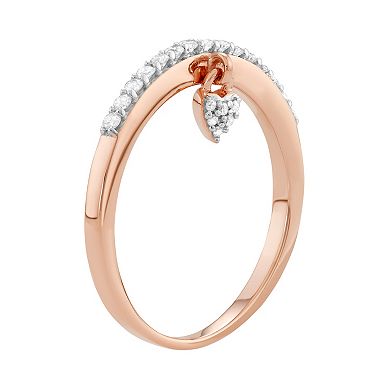 Jewelexcess Sterling Silver 1/5 Carat T.W. Diamond Heart Charm Ring