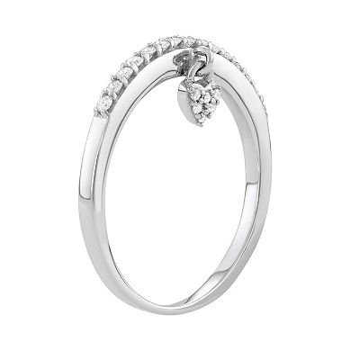 Jewelexcess Sterling Silver 1/5 Carat T.W. Diamond Heart Charm Ring