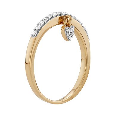 Jewelexcess Sterling Silver 1/5 Carat T.W. Diamond Heart Charm Ring