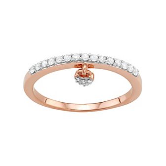 Jewelexcess Sterling Silver 1/5 Carat T.W. Diamond Heart Charm Ring