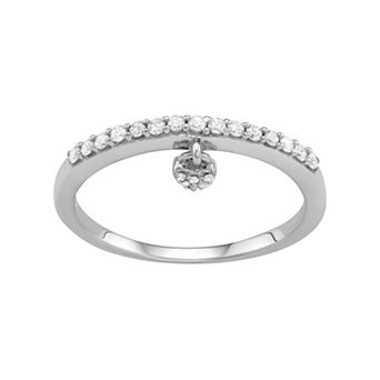 Jewelexcess Sterling Silver 1/5 Carat T.W. Diamond Heart Charm Ring