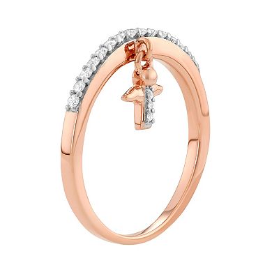 Jewelexcess Sterling Silver 1/5 Carat T.W. Diamond Angel Charm Ring