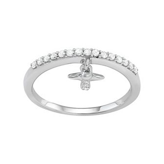 Jewelexcess Sterling Silver 1/5 Carat T.W. Diamond Angel Charm Ring