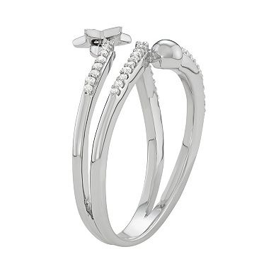 Jewelexcess Sterling Silver 1/4 Carat T.W. Diamond Bypass Star Ring
