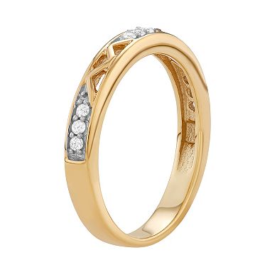 Jewelexcess Sterling Silver 1/10 Carat T.W. Diamond Openwork Ring