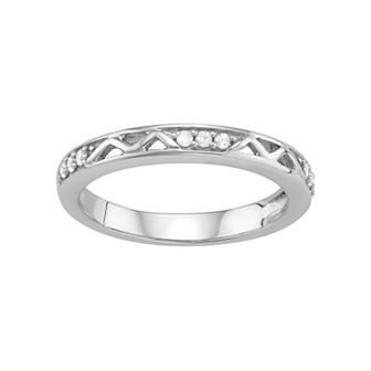 Jewelexcess Sterling Silver 1/10 Carat T.W. Diamond Openwork Ring
