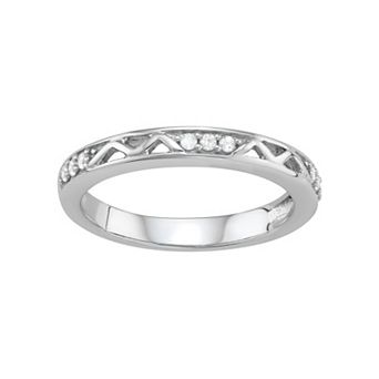Jewelexcess Sterling Silver 1/10 Carat T.W. Diamond Openwork Ring
