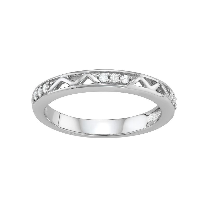 Jewelexcess Sterling Silver 1/10 Carat T.W. Diamond Openwork Ring, Womens,