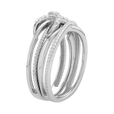 Jewelexcess Sterling Silver 1/10 Carat T.W. Diamond Infinity Ring Set