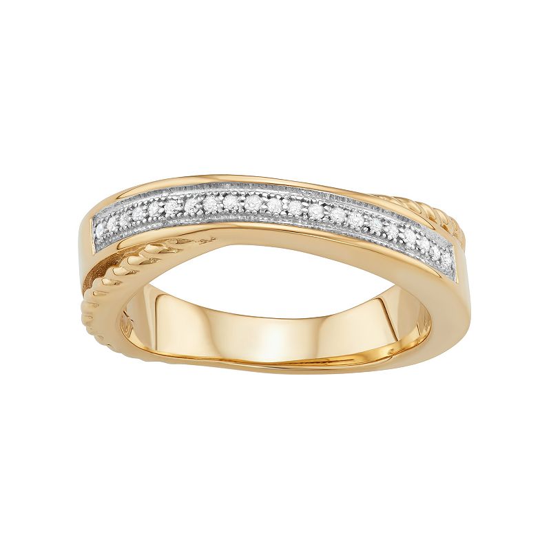 Jewelexcess Sterling Silver 1/10 Carat T.W. Diamond Crisscross Ring, Women