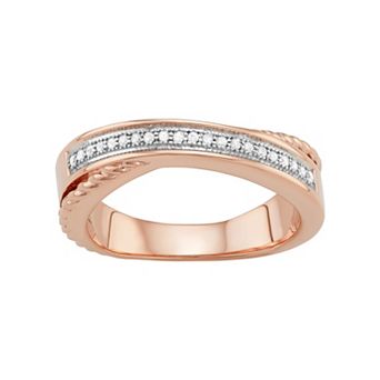Jewelexcess Sterling Silver 1/10 Carat T.W. Diamond Crisscross Ring