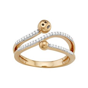 Jewelexcess Sterling Silver 1/5 Carat T.W. Diamond Bypass Smiley Face Ring
