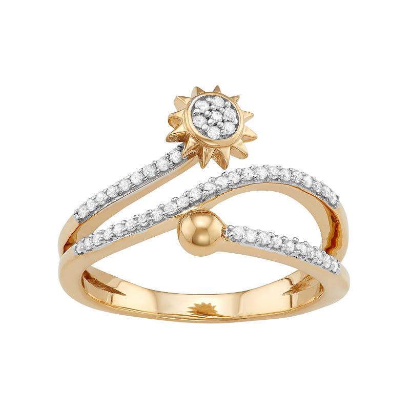 Jewelexcess Sterling Silver 1/4 Carat T.W. Diamond Sun Bypass Ring, Womens