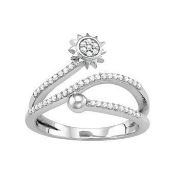 Jewelexcess Sterling Silver 1/4 Carat T.W. Diamond Sun Bypass Ring