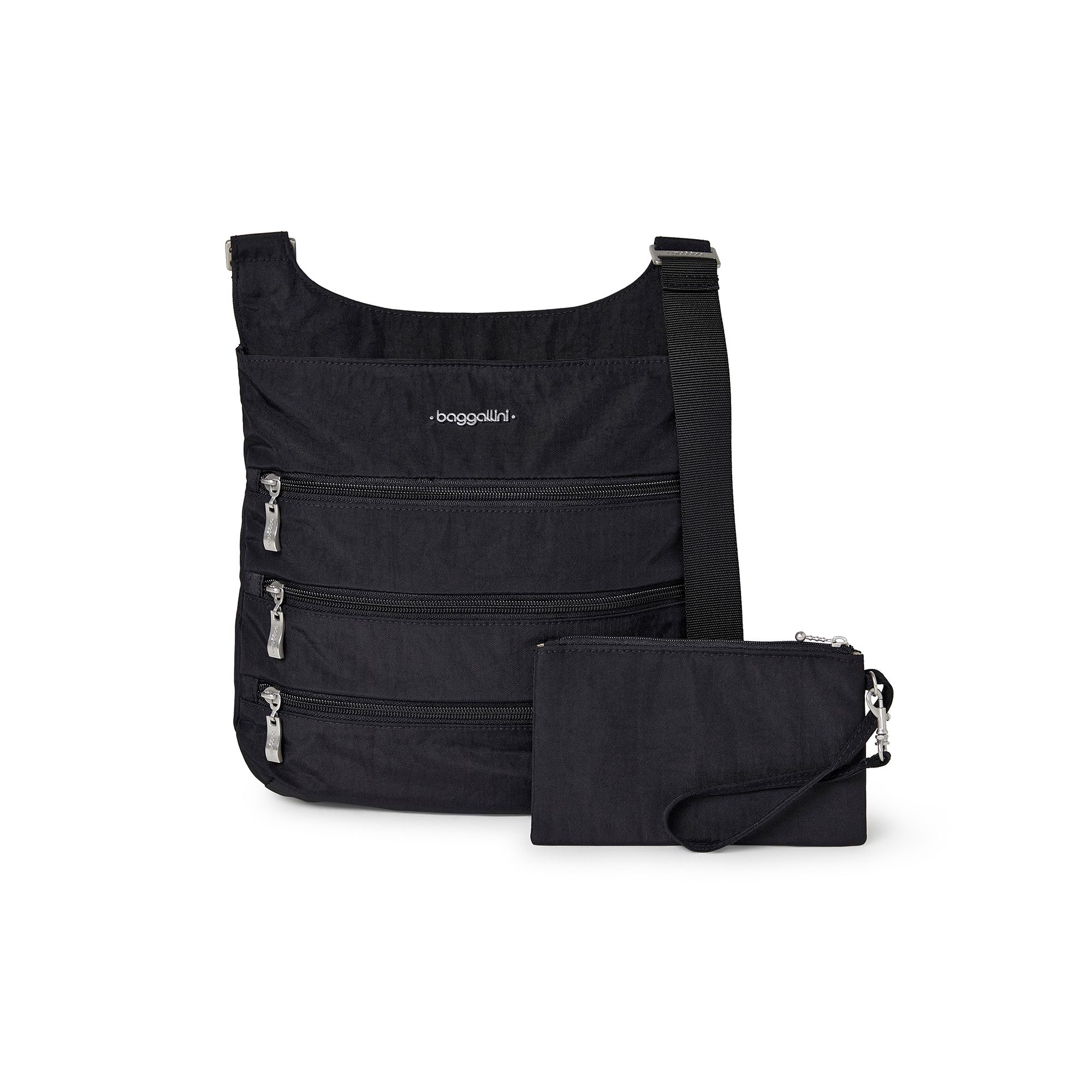 Womens baggallini Big Zipper Bag with RFID Pouch, Black Sand