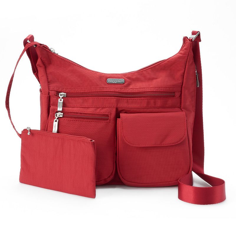 Baggallini Everywhere Bagg Crossbody Bag with RFID-Blocking Wristlet, Apple