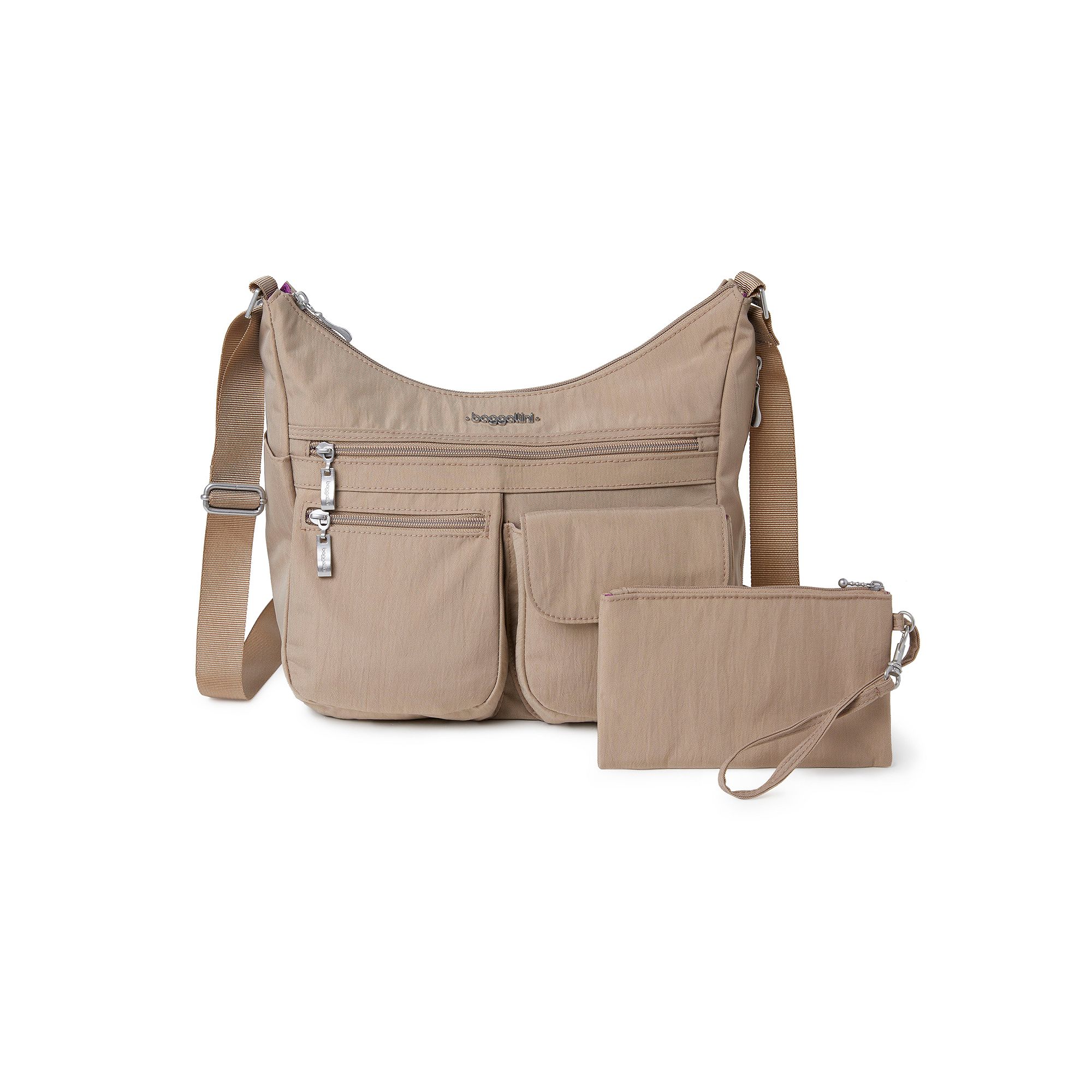 Baggallini Everywhere Bagg Crossbody Bag with RFID-Blocking Wristlet, Beach